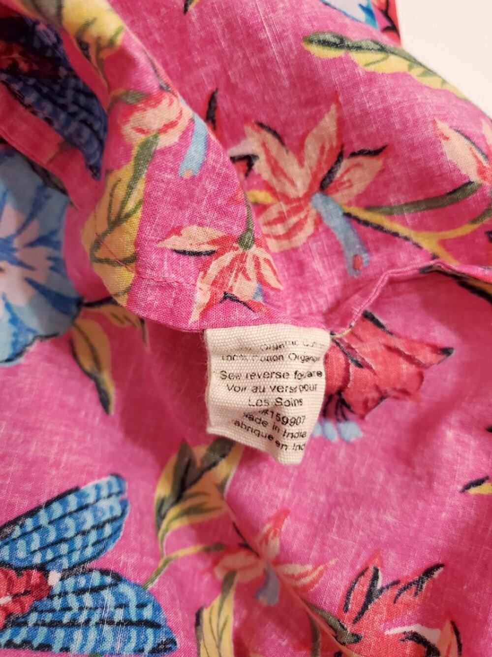 Printfresh Cami Nightgown L Hummingbird Haven Organic Cotton Floral Bird Pockets - Picture 11 of 12